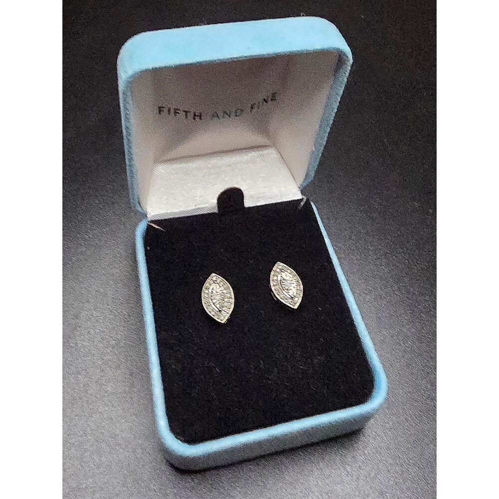 FIFTH & FINE STERLING SILVER 1/5 CTTW DIAMOND MARQUISE CLUSTER STUD EARRINGS